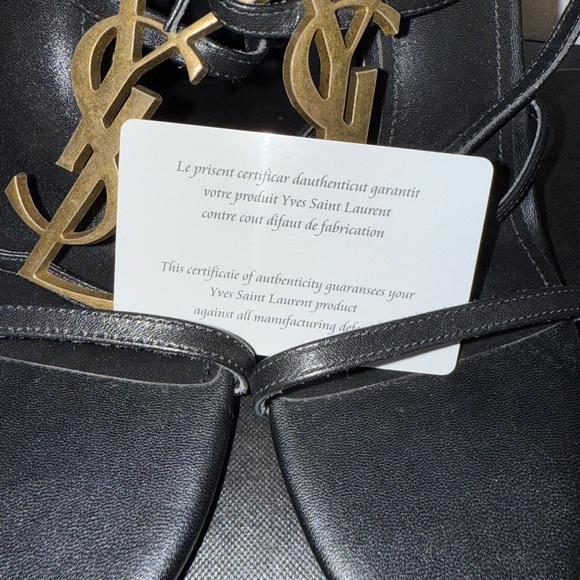 Yves Saint Laurent Black and Gold Heels with Stiletto Design - Picture 4 of 6